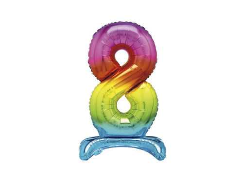 Number 8 Rainbow Standing Foil Balloon - 76 cm - 1 pc