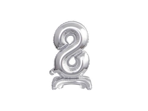 Number 8 Silver Standing Foil Balloon - 38 cm - 1 pc