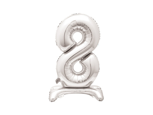 Number 8 Silver Standing Foil Balloon - 76 cm - 1 pc