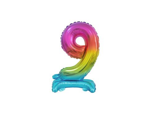 Number 9 Rainbow Standing Foil Balloon - 38 cm - 1 pc