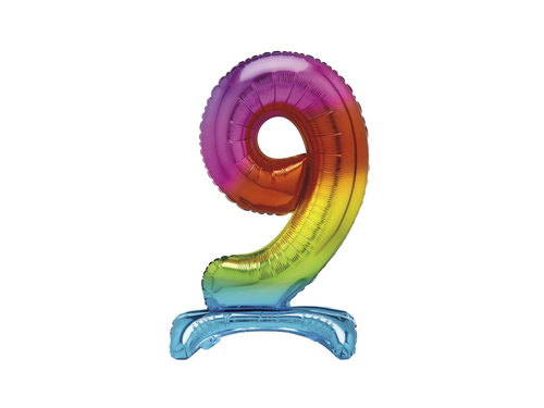 Number 9 Rainbow Standing Foil Balloon - 76 cm - 1 pc