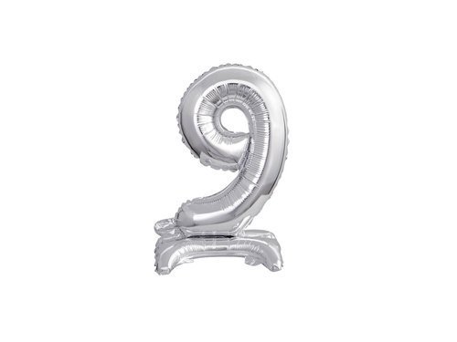 Number 9 Silver Standing Foil Balloon - 38 cm - 1 pc