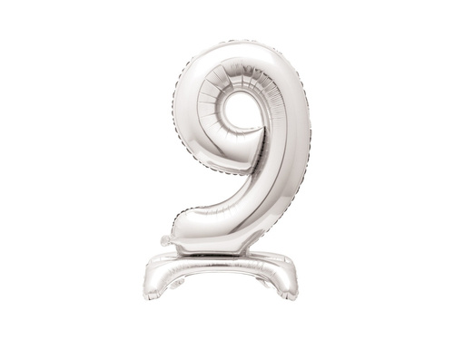 Number 9 Silver Standing Foil Balloon - 76 cm - 1 pc