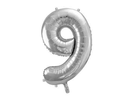 Number 9 Silver SuperShape Foil Balloon - 86 cm - 1 pc