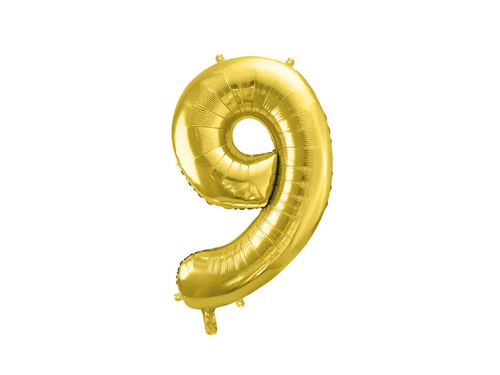 Number 9 gold SuperShape Foil Balloon - 86 cm - 1 pc