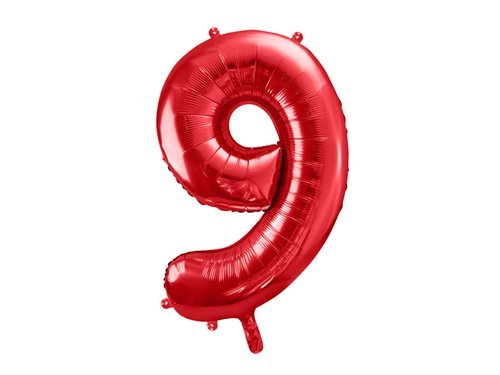 Number 9 red Foil Balloon - 86 cm - 1 pc