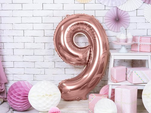 Number 9 rosegold SuperShape Foil Balloon - 86 cm - 1 pc