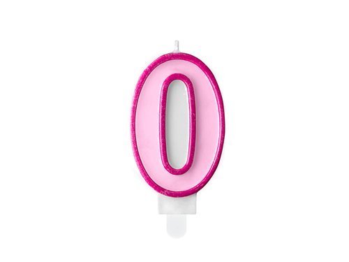 Number candle "0" - pink - 1 pc