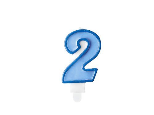 Number candle "2" - blue - 1 pc