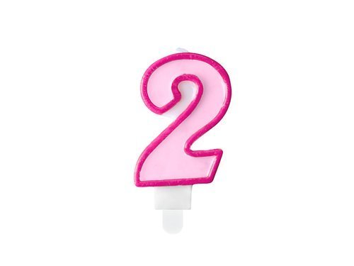 Number candle "2" - pink - 1 pc