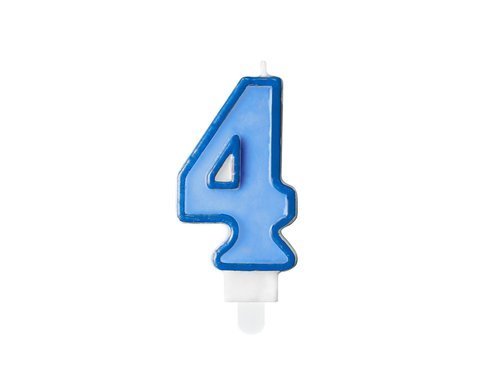 Number candle "4" - blue - 1 pc