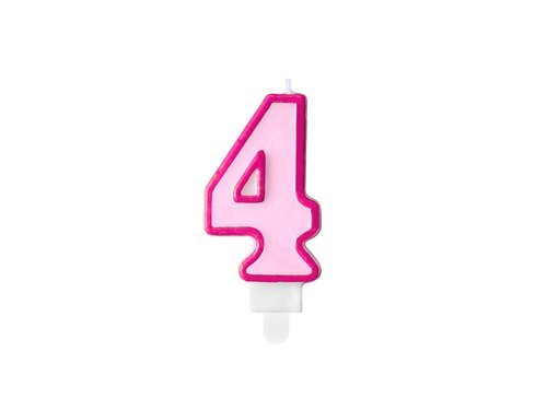 Number candle "4" - pink - 1 pc