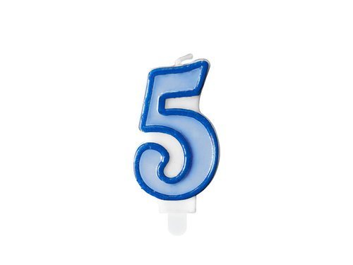 Number candle "5" - blue - 1 pc