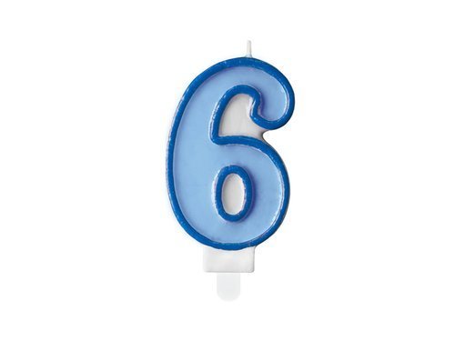 Number candle "6" - blue - 1 pc