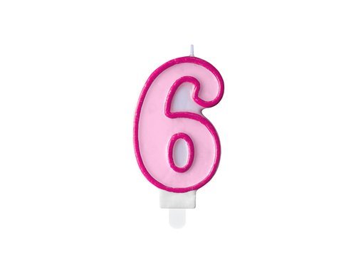 Number candle "6" - pink - 1 pc