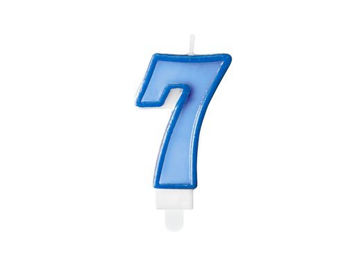 Number candle "7" - blue - 1 pc