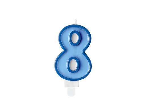 Number candle "8" - blue - 1 pc