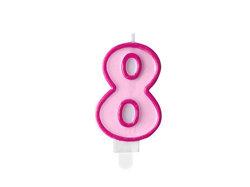 Number candle "8" - pink - 1 pc