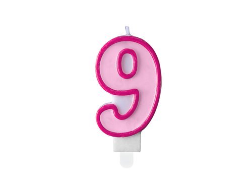 Number candle "9" - pink - 1 pc