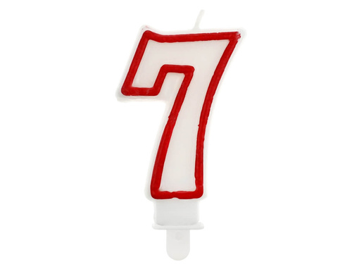 Number candle with red border seven - "7"