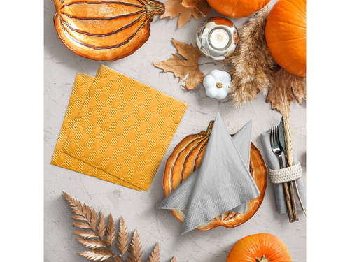 Orange paper napkins with embossed pattern - 33 cm - 20 pcs.