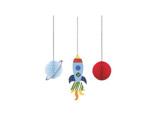 Outer Space Hanging Honeycomb Decorations - 3 pcs.