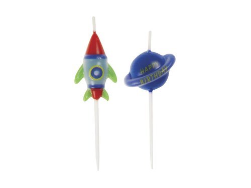 Outer Space Pick Birthday Candles - 6 pcs.