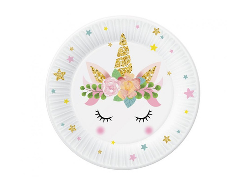 Paper Plates Flower Unicorn - 18 cm - 6 pcs