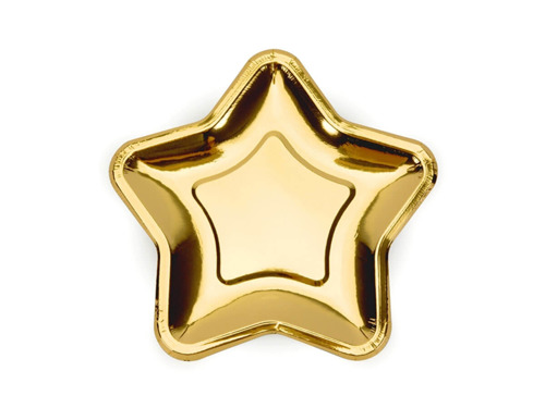 Paper Plates Star, gold - 18 cm - 6 pcs