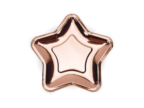 Paper Plates Star, rose gold - 18 cm - 6 pcs