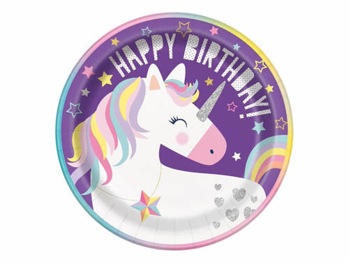 Paper Plates Unicorn - 23 cm - 8 pcs