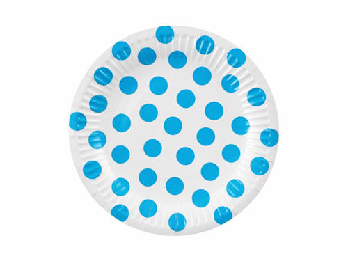 Paper Plates with Blue Dots - 18 cm - 6 pcs