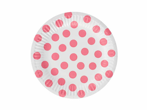 Paper Plates with pink Dots - 18 cm - 6 pcs