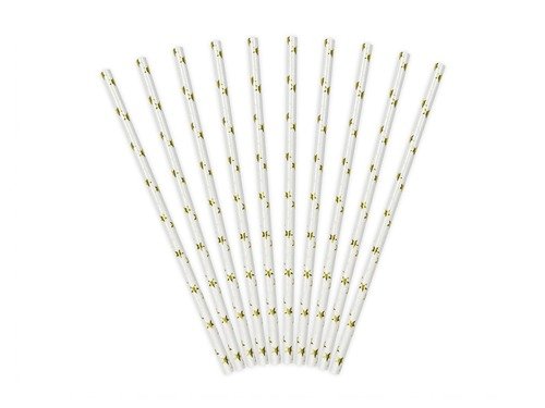 Paper Straws gold stars - 19.5 cm - 10 pcs