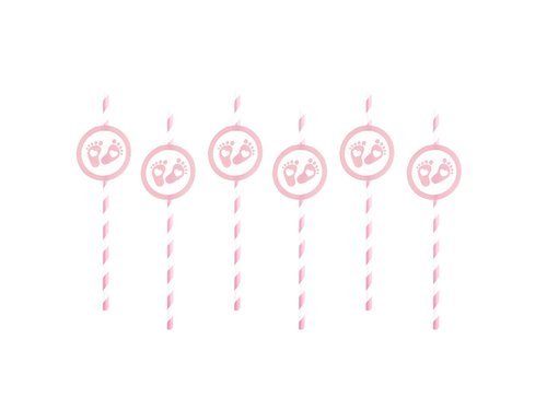 Paper Straws pink - 20 cm - 6 pcs