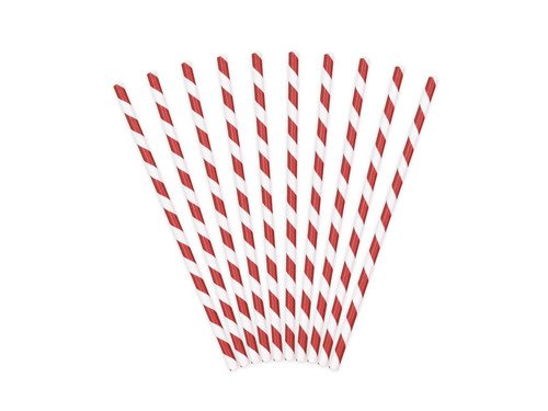 Paper Straws red - 19.5 cm - 10 pcs