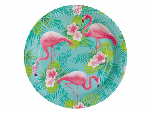 Paper plates Flamingo - 23 cm - 8 pcs