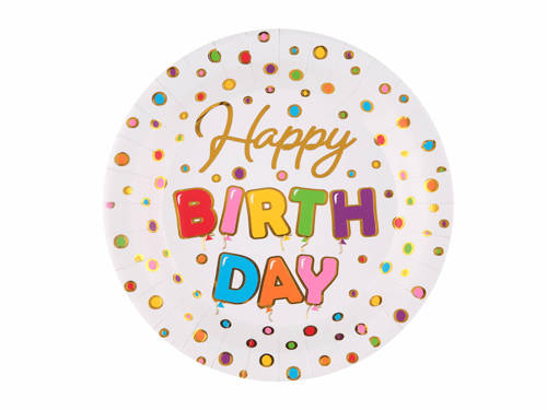 Paper plates Happy Birthday - 22,5 cm - 10 pcs