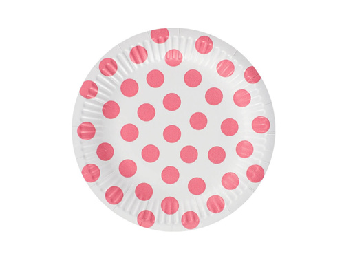 Paper plates white with pink peas - 18 cm - 6 pcs.