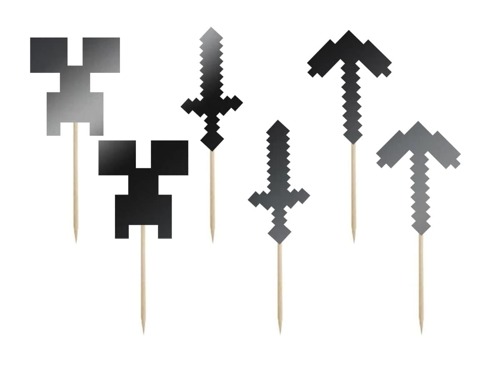 Partypicks Pixels - 6,5 cm - 6 pcs