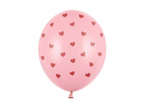 Pastel pink balloons with hearts for Valentine's Day - 30 cm - 6 pcs