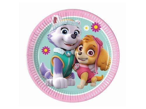 Paw Patrol Pink Plates - 20 cm - 8 pcs