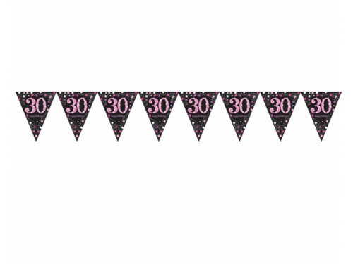 Pennant Banner 30 Sparkling Celebrations pink  - 400 cm - 1 pc