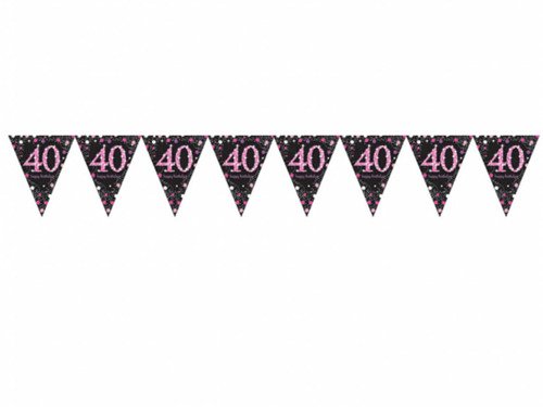 Pennant Banner 40 Sparkling Celebrations pink - 400 cm - 1 pc