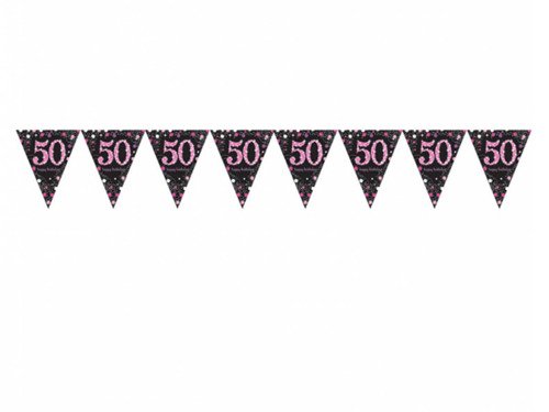 Pennant Banner 50 Sparkling Celebrations pink - 400 cm - 1 pc