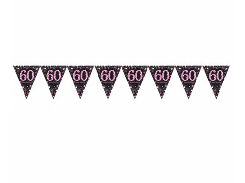 Pennant Banner 60 Sparkling Celebrations pink - 400 cm - 1 pc