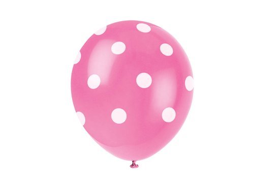 Pink Baloons with white dots - 30cm - 6 pcs