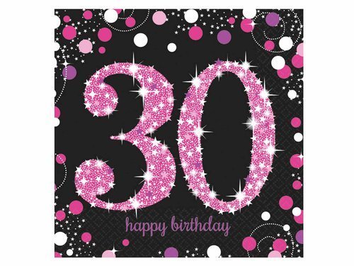 Pink Celebration 30th Luncheon Napkins 33cm - 16 pcs