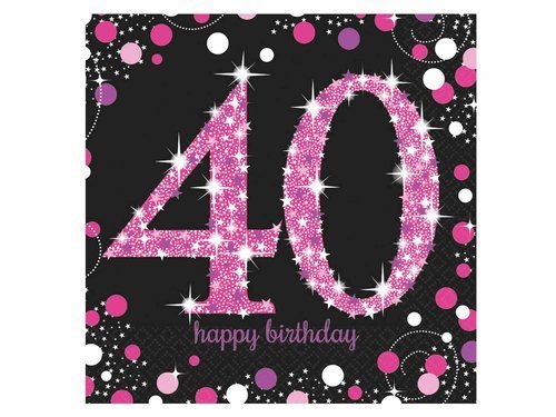 Pink Celebration 40th Luncheon Napkins 33cm - 16 pcs