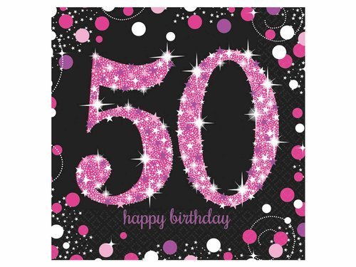 Pink Celebration 50th Luncheon Napkins 33cm - 16 pcs